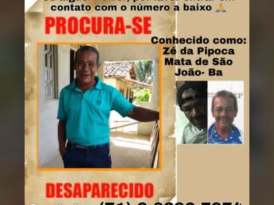 Desaparecido: Familiares procuram por "Zé da pipoca"